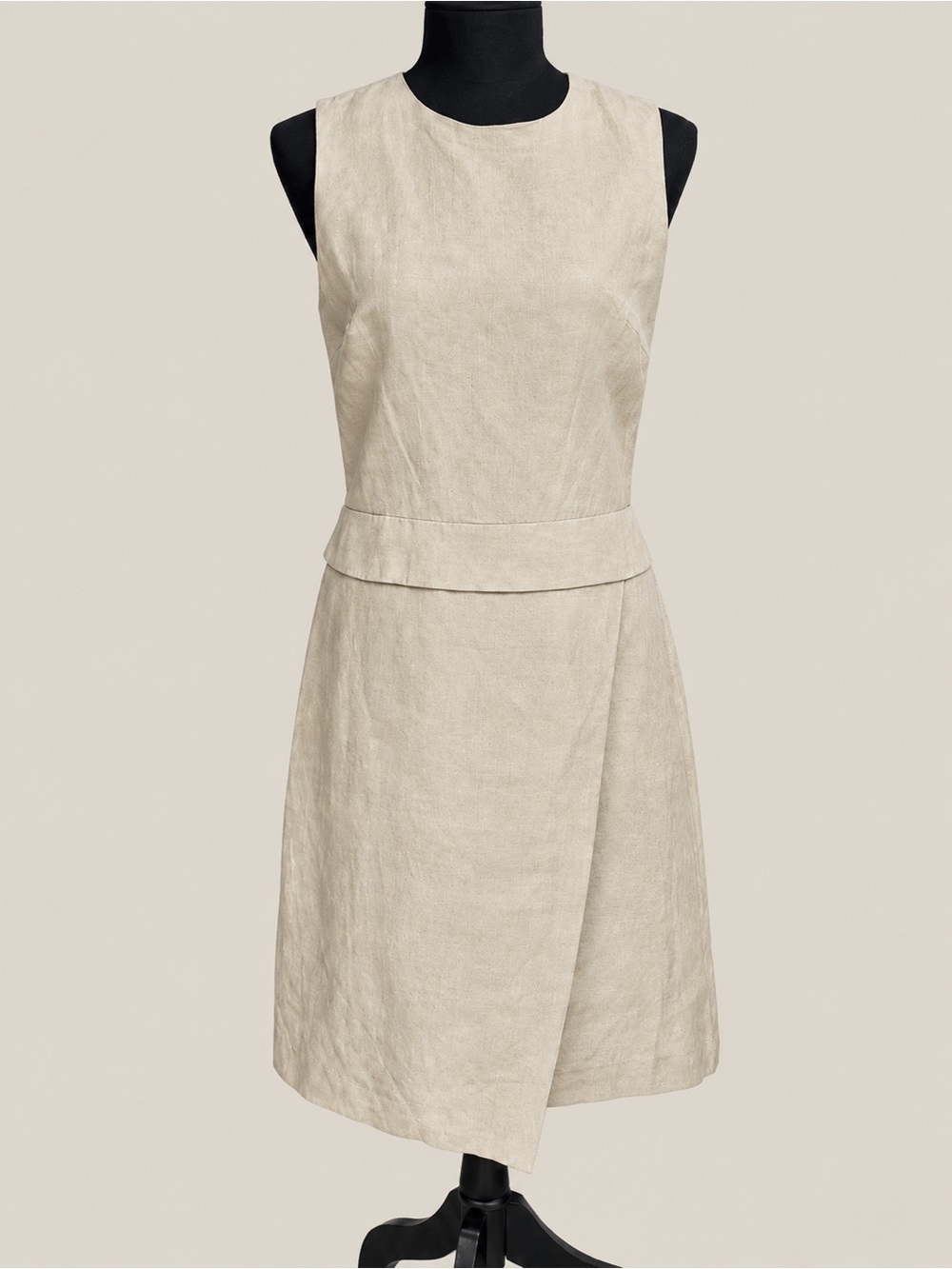 Banana Republic Size 2 Tall Beige Linen Blend Sleeveless Dress